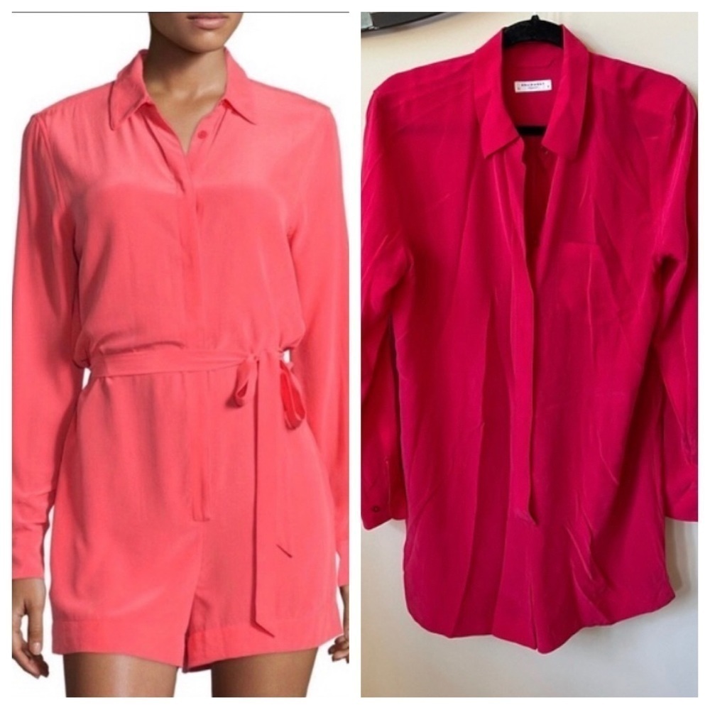 Equipment Femme Long Sleeves Silk Romper 13552